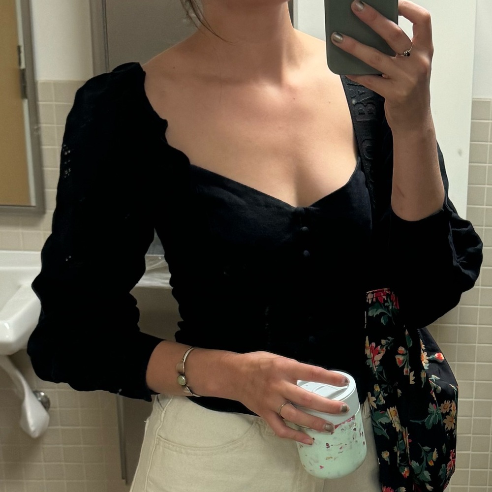 Reformation Linen Top Black 4